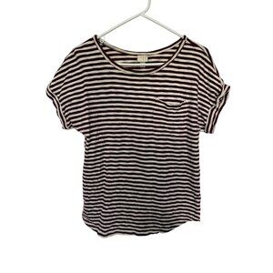 A New Day Knit Top Burgandy and White Stripe Pocket Womans L